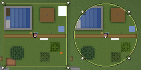 Die Minimap mit dem Rahmen Biom, eckig und rund