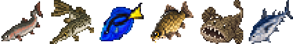 Sechs Fische von Terranova in 32 × 32 Pixeln