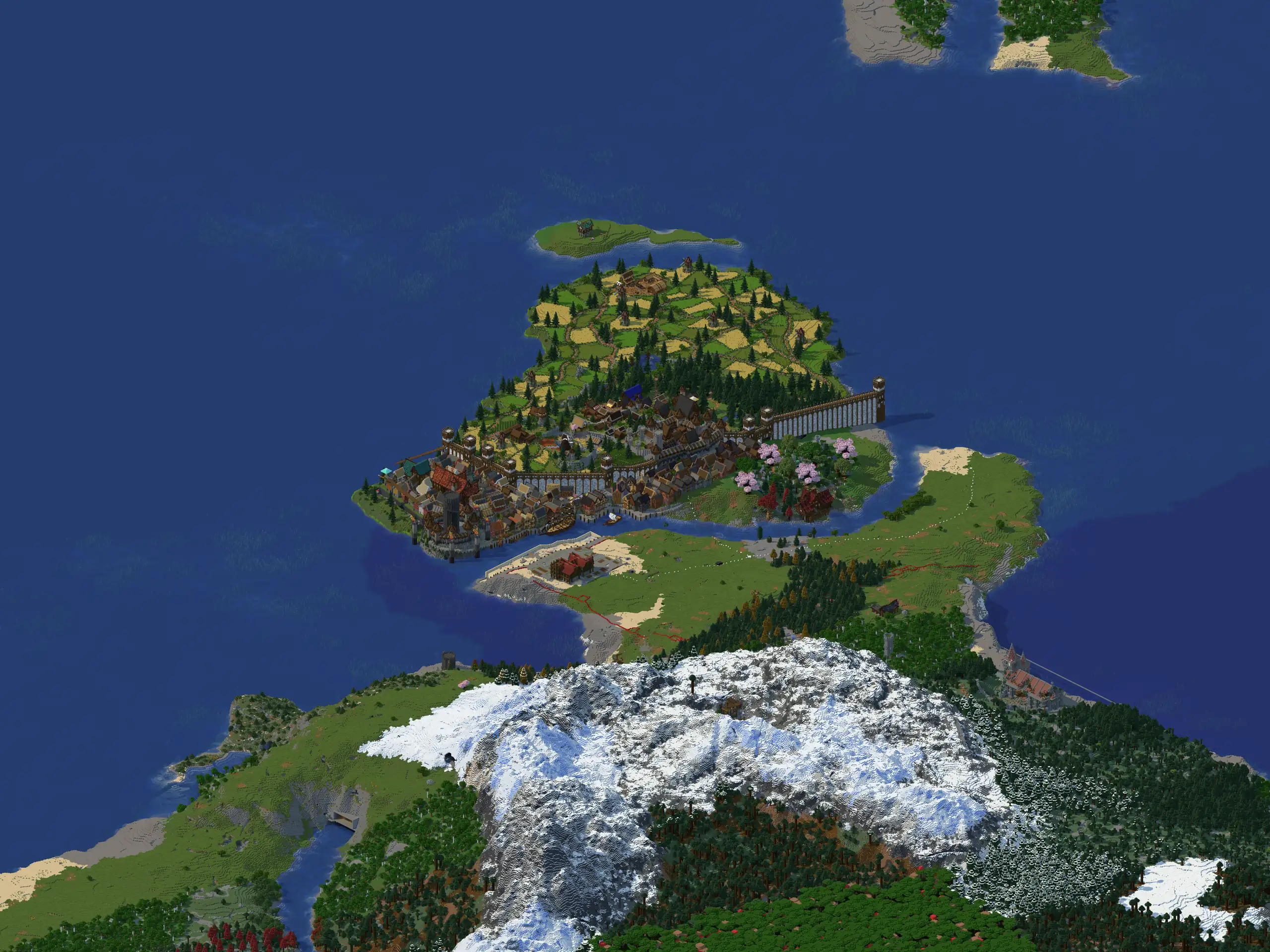Die Stadt Draconia auf Terranova, von oben gerendert